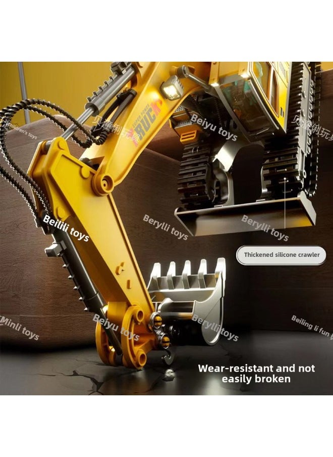 Yiling Super Large Alloy Remote Control Excavator Children's Toy Car Simulation Electric Excavator Engineering Vehicle Outlet-Color:Silver -6 Channel Alloy Excavator-mail Order Box-Proportion:Four Rechargeable Lithium Battery Screwdriver Remote Control Battery  - Image 3