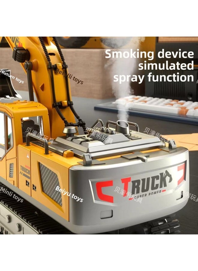 Yiling Super Large Alloy Remote Control Excavator Children's Toy Car Simulation Electric Excavator Engineering Vehicle Outlet-Color:Silver -6 Channel Alloy Excavator-mail Order Box-Proportion:Four Rechargeable Lithium Battery Screwdriver Remote Control Battery  - Image 5