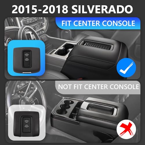 Xipoo Wireless Charger Compatible with 20152018 Chevy Silverado 15W Fast Charging Wireless Charger Pad Full Console Upgraded Replacement for 20152018 Chevy Silverado GMC Sierra Accessories - Image 3