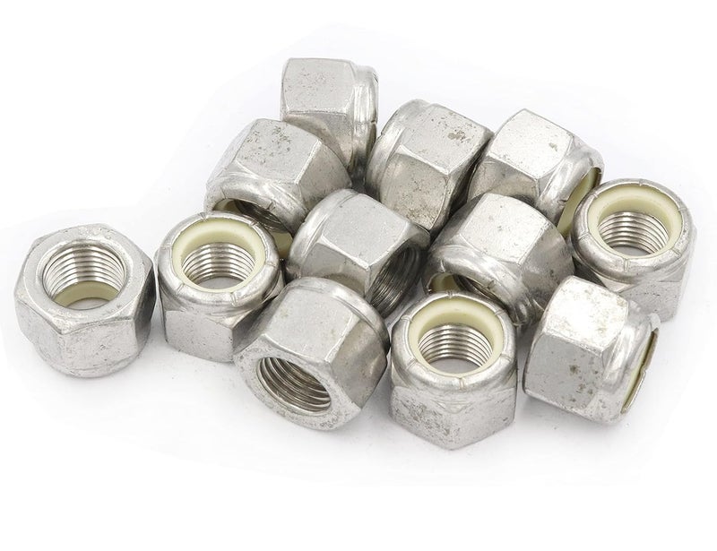 LBY 12pcs Lock Nuts, 1/2-20 Nylon Insert Hex Lock Nuts, 304 Stainless Steel (Silver) - Image 4