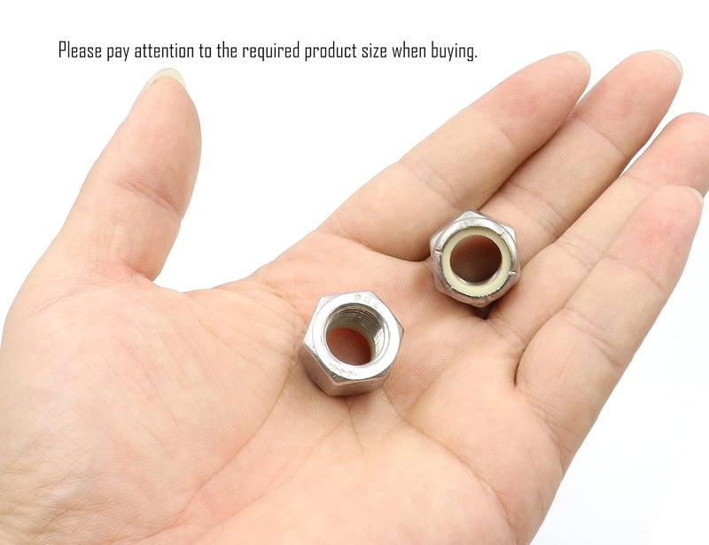 LBY 12pcs Lock Nuts, 1/2-20 Nylon Insert Hex Lock Nuts, 304 Stainless Steel (Silver) - Image 3