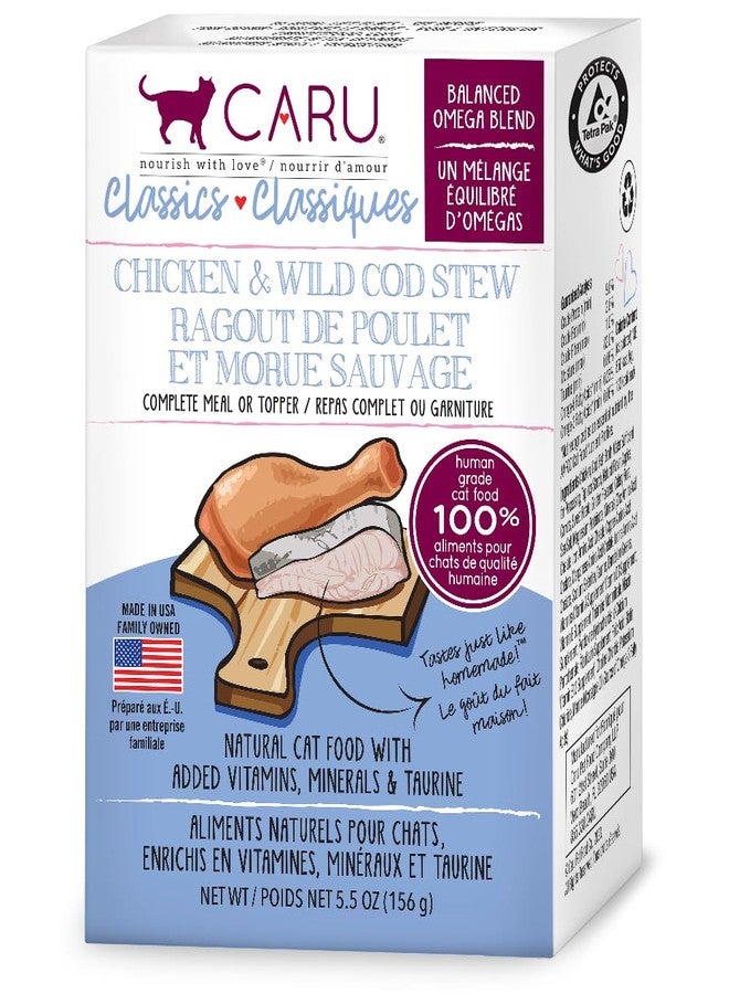 CARU Classics Chicken & Wild Cod Stew Wet Cat Food, 5.5-oz Box, case of 12 - Image 1