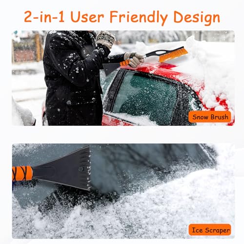 Wewymewo 27'' Snow Brush and Ice Scrapers for Car Windshield, 2-in-1 Car Accessories Detachable Snow Ice Scraper and Brush with Foam Grip for Cars, Trucks, SUVs - Image 3