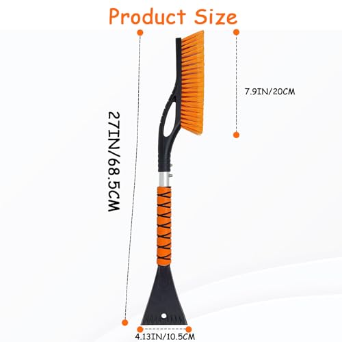 Wewymewo 27'' Snow Brush and Ice Scrapers for Car Windshield, 2-in-1 Car Accessories Detachable Snow Ice Scraper and Brush with Foam Grip for Cars, Trucks, SUVs - Image 2