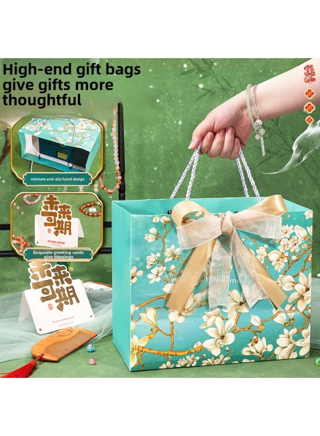 National Fashion Girls' Birthday Gift Wear Bracelet Antique Beaded Children's Toy Glazed Jewelry DIY Handmade-Color:Play Lily Of The Valley And Phoenix Crown Gift Bag + Pearl Diamond Sticker - Image 3