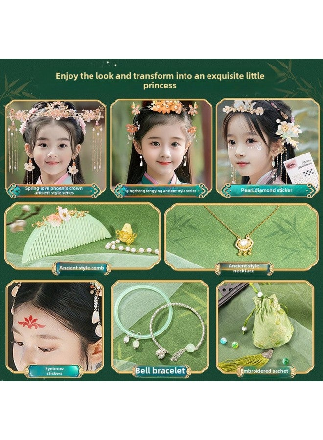 National Fashion Girls' Birthday Gift Wear Bracelet Antique Beaded Children's Toy Glazed Jewelry DIY Handmade-Color:Play Lily Of The Valley And Phoenix Crown Gift Bag + Pearl Diamond Sticker - Image 4