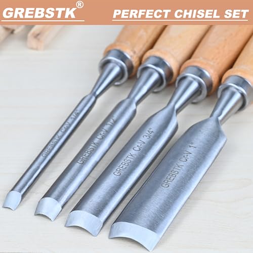 GREBSTK 4pcs Semicircle Chisel Set Carpenter Gouge Chrome Vanadium Steel Semi-Circular Cr-V Woodworking Carving Chisel - Image 5