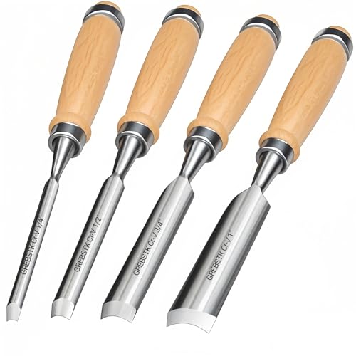 GREBSTK 4pcs Semicircle Chisel Set Carpenter Gouge Chrome Vanadium Steel Semi-Circular Cr-V Woodworking Carving Chisel - Image 1