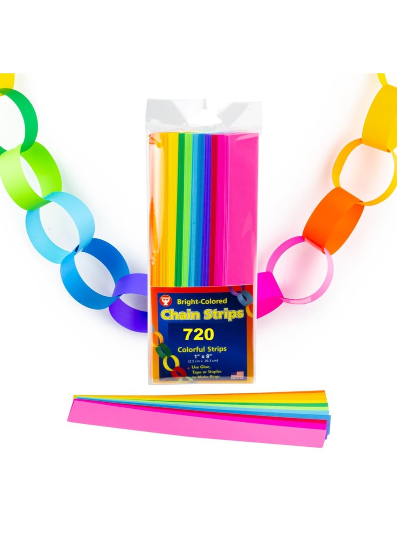 Hygloss Hygloss Products Bright Paper Chain Strips for Kids Arts and Crafts Decorations Classroom Activities Colors720 Pieces 1 x 8 1 x 8 