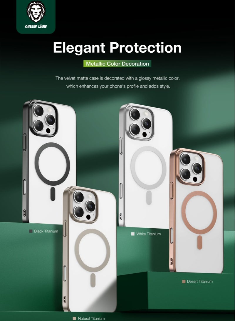 GREEN LION iPhone 16 Pro  MagSafe Case Matte Pro / N52 Powerful Magnets / MagSafe Compatible / Anti-Scratch Edge / Anti-Fingerprint / Nano UV Tech / Ultra Slim - White Titanium - Image 3
