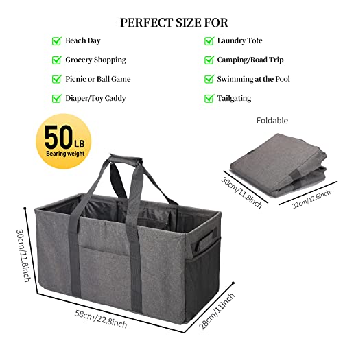 Joyfol Day Extra Large Utility Tote Bag, Reusable Grocery Bags Foldable,Upgraded Metal Frame, With Sturdy Handles Reinforced Bottom Heavy Duty Oxford Fabric Moving Shopping Bags, Gray - Image 5