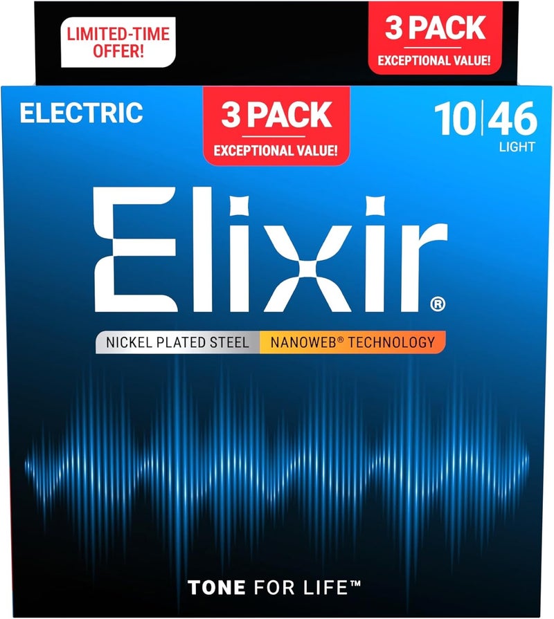 Elixir NANOWEB Light Electric Guitar Strings .010-.046 - Set of 3 - Image 2