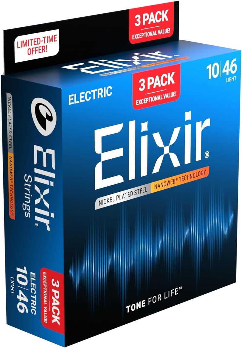 Elixir NANOWEB Light Electric Guitar Strings .010-.046 - Set of 3 - Image 1