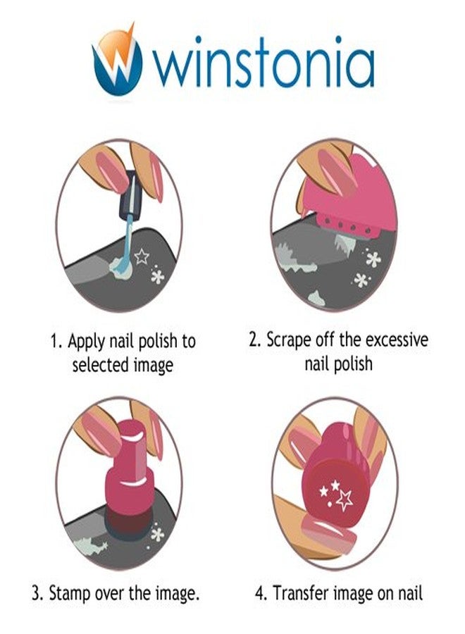 Winstonia Nail Art Stamping Plates 20 Pcs Bundle Set Manicure Stencils Easy Stamps Disc, 3rd Generation - Image 4