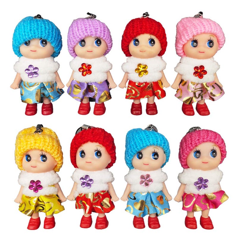 DOYIFUN 8 PCS Lovely Tiny Dolls Keychain Silicone Princess Mini Doll for Girls DIY Miniature Dollhouse Kit Decoration Little Dolls Christmas Festival Reborn Baby Stuff Gift Bag Accessories - Image 2