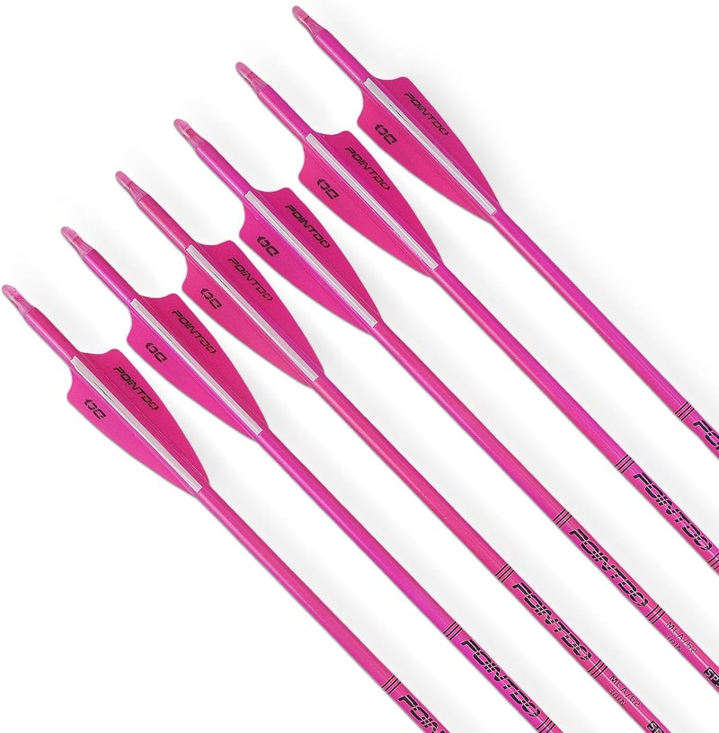Pointdo 30inch Carbon Arrow Fluorescence Color Targeting and Practice and Hunting Arrows for Compound Bow and Recurve Bow with Removable Tips(Pack of 12) - Image 3