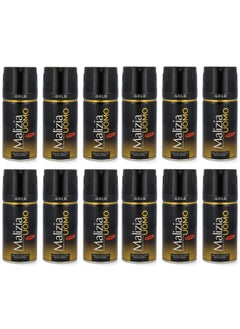 Malizia Malizia Uomo Deodorant Gold Body Spray 150ml (Pack of 12)  - Image 1