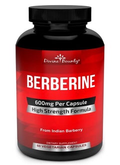 Divine Bounty Pure Berberine Complex - 600mg Per Capsule Berberine HCl Supplement - 60 Vegetarian Capsules  - Image 1