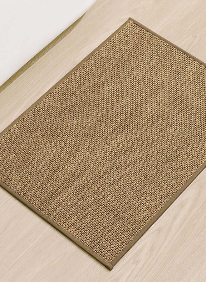 YIHOUSE Bathroom Rugs Mat 17x24- Small Non Slip Bath Mat Quick Dry Absorbent, Thin Bathroom Rugs Fit Under Door, Neutral Easy Jute Beige 17"x24" - Image 1