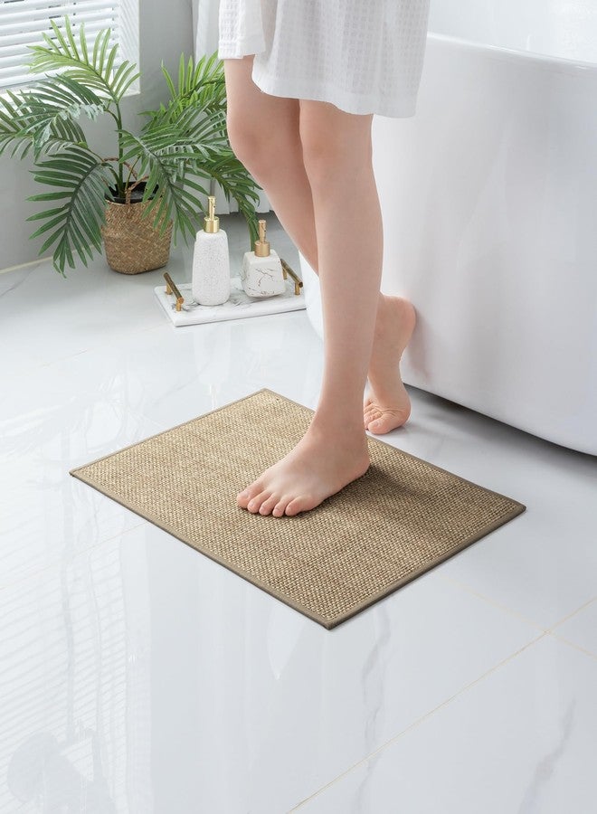 YIHOUSE Bathroom Rugs Mat 17x24- Small Non Slip Bath Mat Quick Dry Absorbent, Thin Bathroom Rugs Fit Under Door, Neutral Easy Jute Beige 17"x24" - Image 2