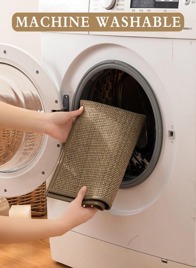 YIHOUSE Bathroom Rugs Mat 17x24- Small Non Slip Bath Mat Quick Dry Absorbent, Thin Bathroom Rugs Fit Under Door, Neutral Easy Jute Beige 17"x24" - Image 5