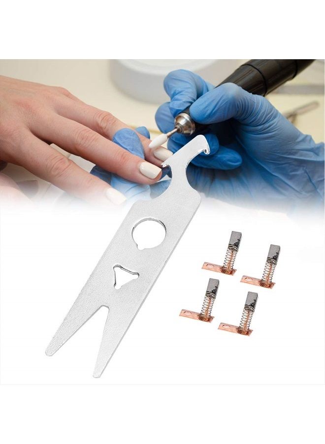 Brrnoo Spring Carbon Brush Angle Grinder Carbon Brushes, 2 Pairs Nail Drill Handpiece Accessory Replacement Part Carbon Brush Wrench Set for Nail Salon and Household - Image 4