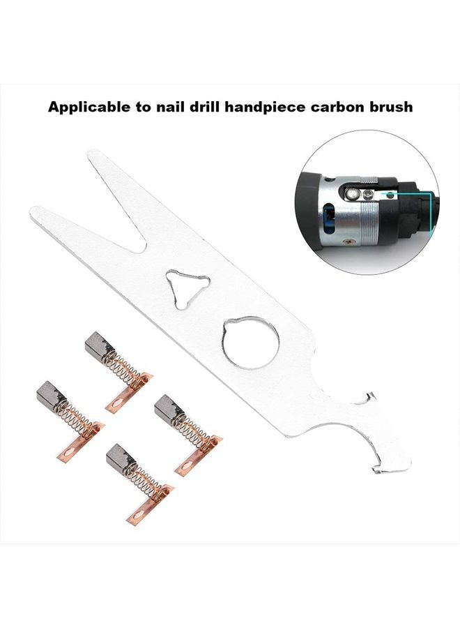 Brrnoo Spring Carbon Brush Angle Grinder Carbon Brushes, 2 Pairs Nail Drill Handpiece Accessory Replacement Part Carbon Brush Wrench Set for Nail Salon and Household - Image 3