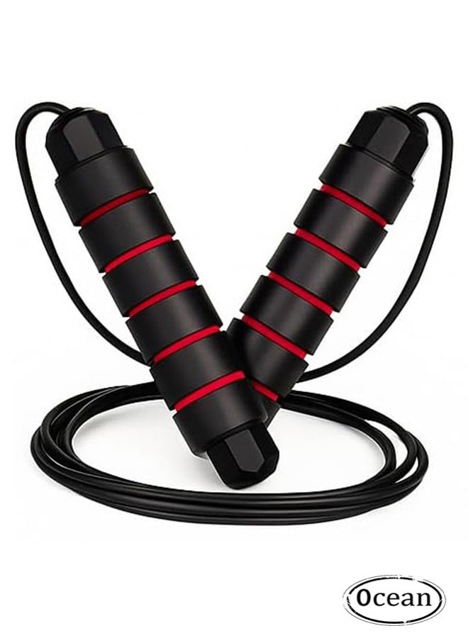 Ocean Jump Rope, Adjustable Speed Jump for Women Men and Kids, Red/Black - Image 1