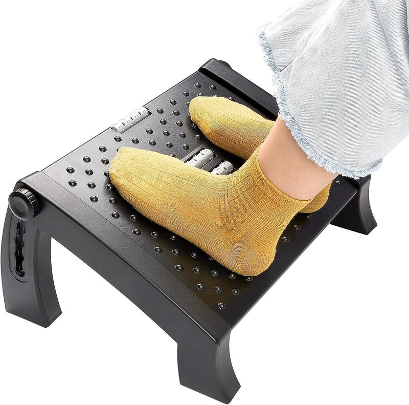 ZDQTRA Adjustable Foot Rest for Office Chair with Massage Texture and RollerErgonomic Footrest Under Desk adjustable position for Leg Resting Stool for HomeOffice Table1 pcsmulti color