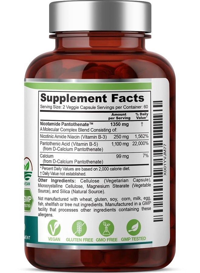 biophix B-3 Nicotinamide Pantothenate 675 mg 120 Vcaps - Clear Skin Series B5 Pantothenic Acid Natural Flush-Free Nicotinic Amide Niacin - Supports Skin Cell Health - Image 3