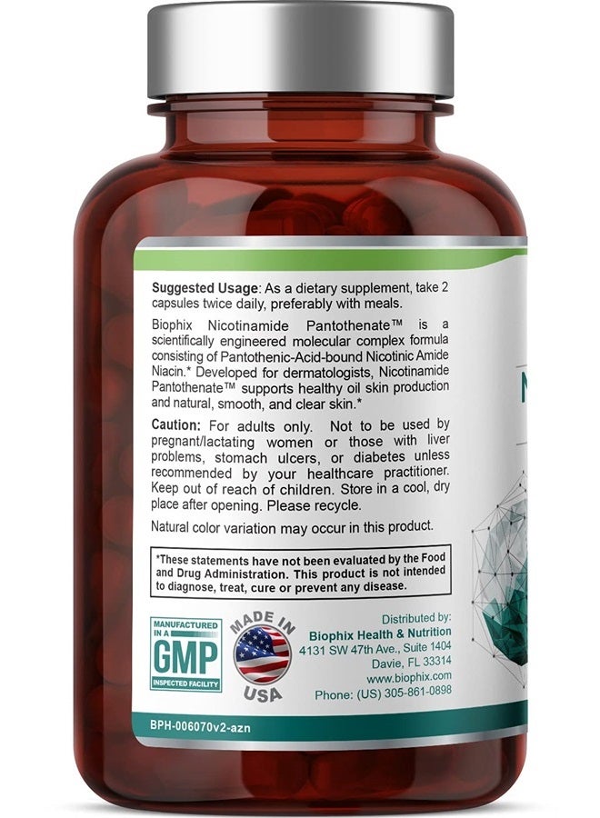 biophix B-3 Nicotinamide Pantothenate 675 mg 120 Vcaps - Clear Skin Series B5 Pantothenic Acid Natural Flush-Free Nicotinic Amide Niacin - Supports Skin Cell Health - Image 2