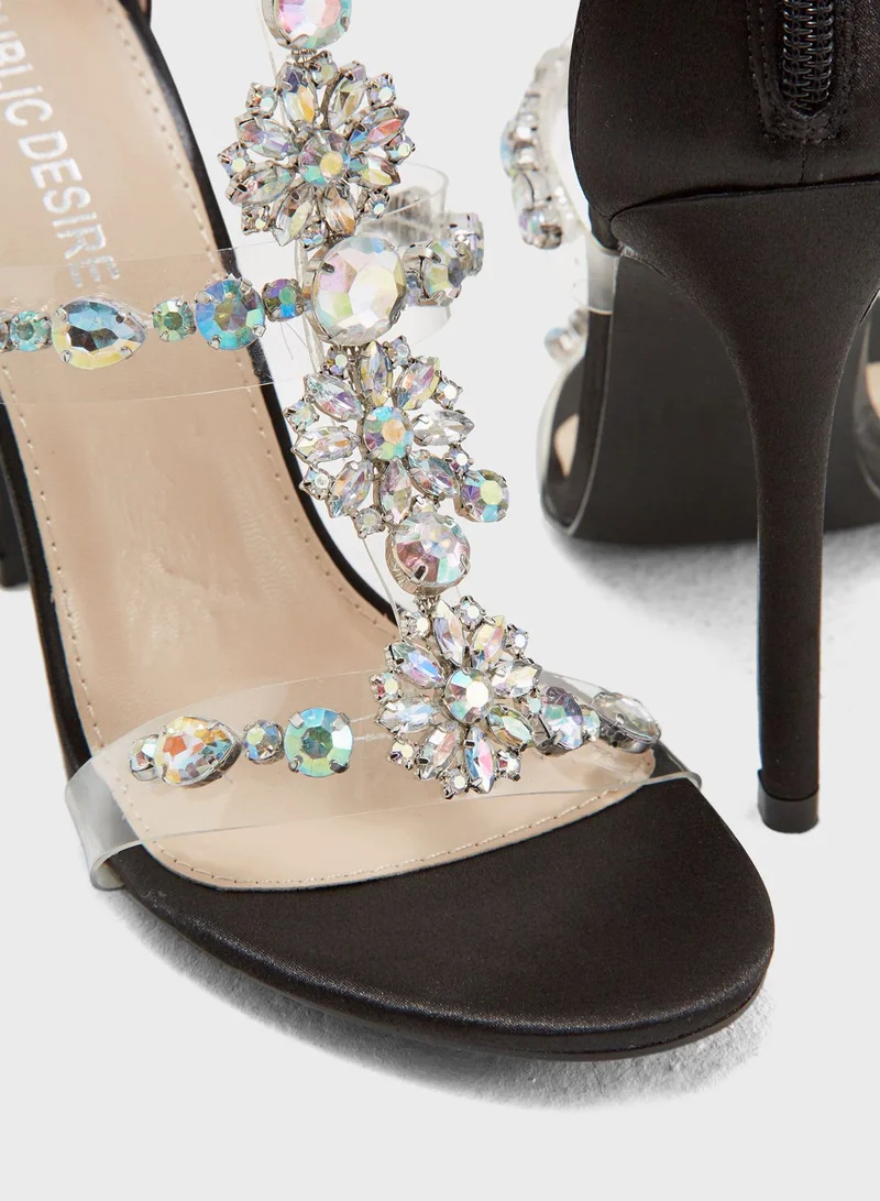 PUBLIC DESIRE Ziggy Jewel Perspex Stiletto Heel
