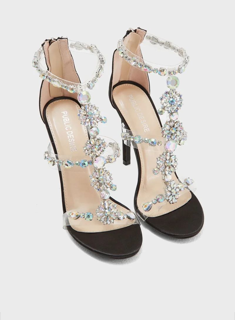 PUBLIC DESIRE Ziggy Jewel Perspex Stiletto Heel