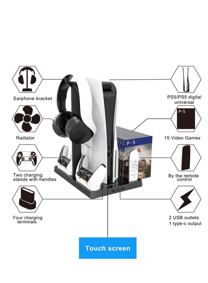 Cool Baby COOLBABY Vertical Stand with Cooling Fan for PS5 Console and PS5 Digital Edition PS5 Dualsense Charging Station  - Image 1