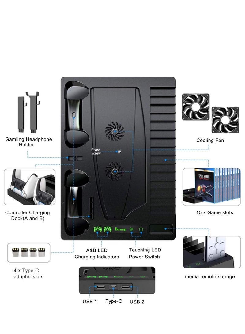 Cool Baby COOLBABY Vertical Stand with Cooling Fan for PS5 Console and PS5 Digital Edition PS5 Dualsense Charging Station  - Image 3