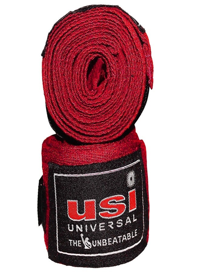 USI Universal Boxing Hand Wrap, 628C Stretchable Hand Wraps (2 Pair Set, 2.5m Length, Red) For Men & Women With Nylon Elastane Construction, Stretchable For Firm Wrapping, Hook & Loop For Closure - Image 1