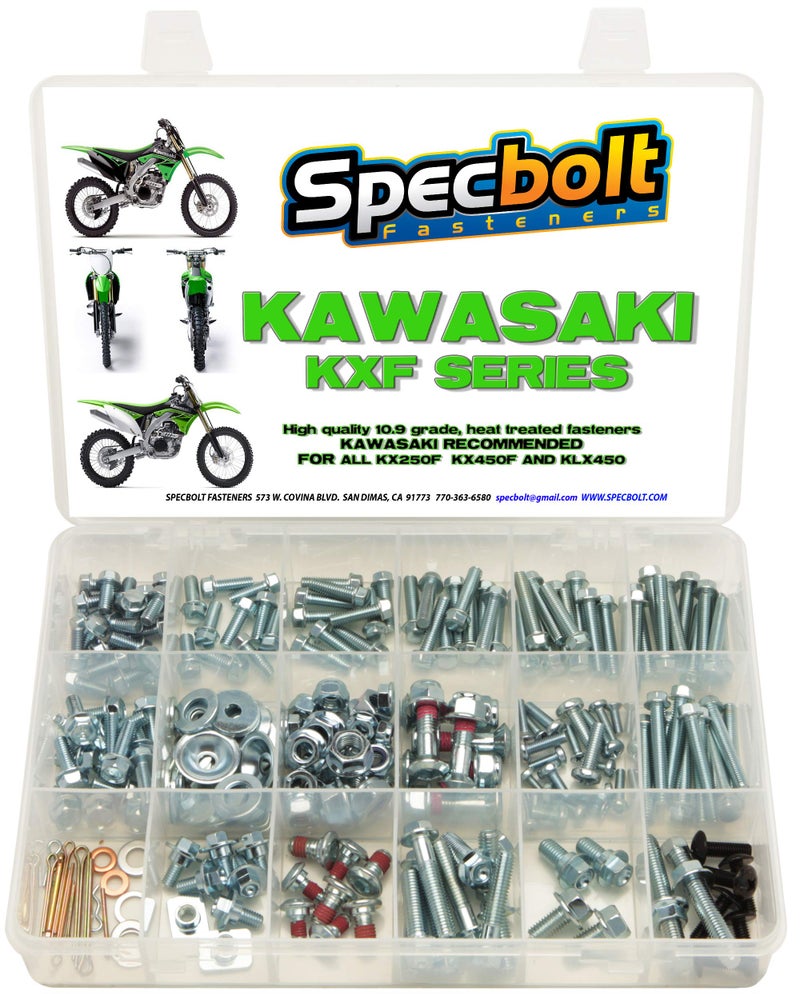 Specbolt Fasteners 250pc Specbolt KXF 250 450 Four Stroke Bolt Kit for Maintenance & Restoration of MX Dirtbike OEM Spec Fastener FITS: Kawasaki KX250F KX450F KXF250 KXF450 KX250 KX450 F - Image 1