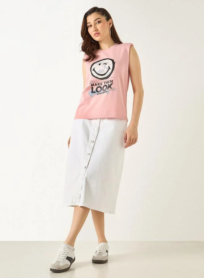 Lee Cooper Lee Cooper Denim Midi Skirt with Button Closure