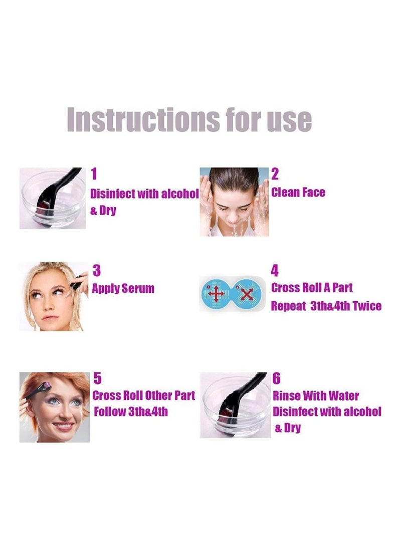ORiTi ديرما رولر 0.75 ملم، 540 إبرة لنمو الشعر، من التيتانيوم الدقيقة المضادة للشيخوخة، حب الشباب، ندبات تمدد الجلد، علاج علامات التمدد، أداة تدليك للعناية بالوجه مع صندوق شفاف - Image 5