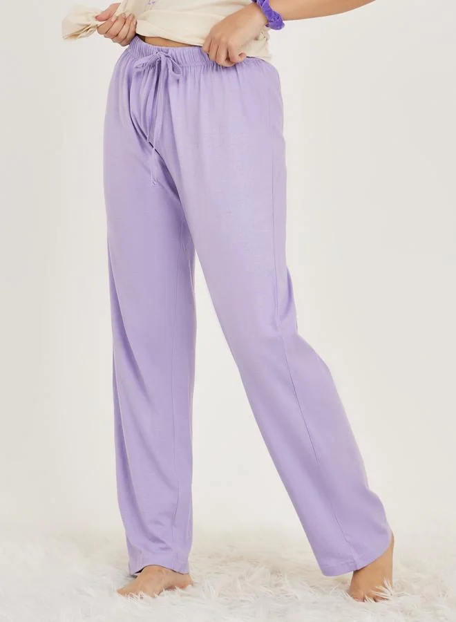 ستايلي Styli Dont Over Think It Slogan T-Shirt and Solid Pyjama Set