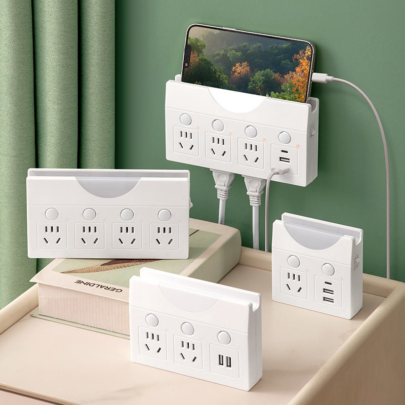 محول مقبس جانبي جديد مقبس ذكي USB نحاس نقي متعدد الوظائف مع ضوء ليلي - Image 2