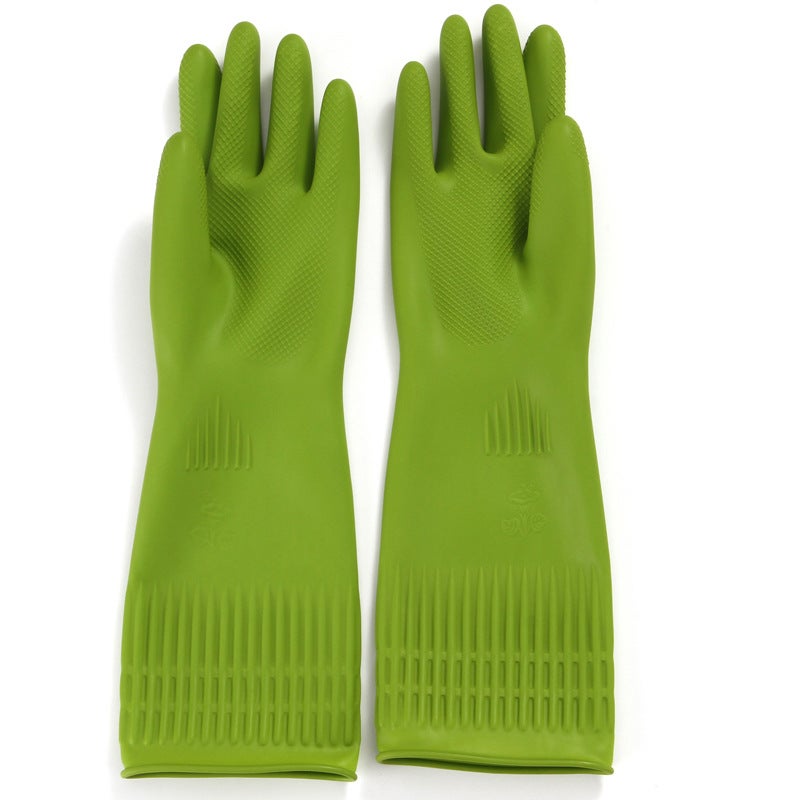 Latex Dishwashing Gloves Thickened Extended Green Green