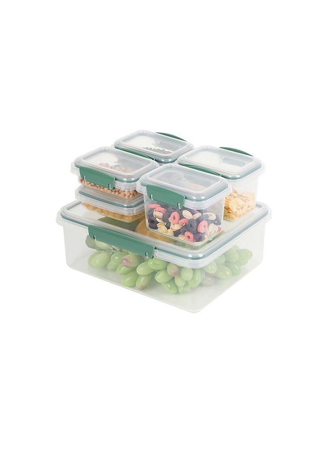 6 Pcs Food Storage Container With Lid, Leakproof Meal-Prep Containers For Kitchen Storage Reusable Plastic Microwave, Dishwasher Safe Clear