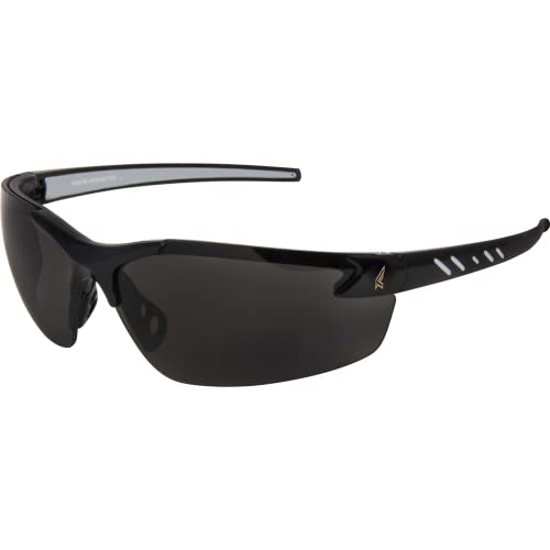 Edge Eyewear DZ116-G2 Zorge G2 Wrap-Around Safety Glasses, Anti-Scratch, Non-Slip, UV 400, Military Grade, ANSI/ISEA & MCEPS Compliant, 5.04" Wide, Black Frame / Smoke Lens, One Size - Image 1