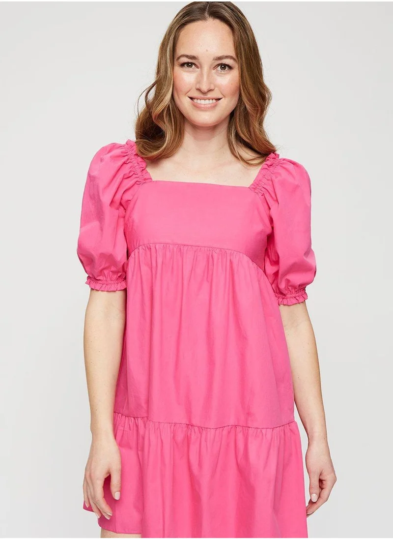 DOROTHY PERKINS Puff Sleeve Square Neck Tiered Dress