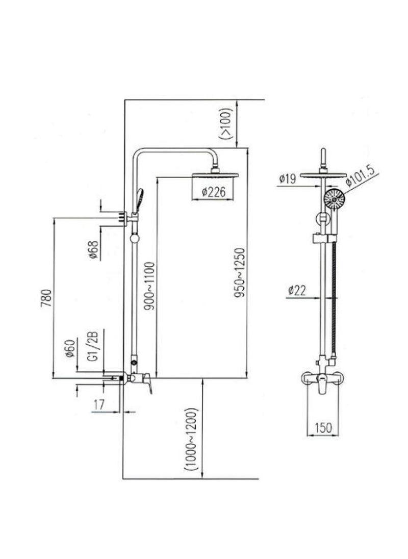 Jomoo - Rainfall Shower Head Kit, High-Pressure Shower Mixer System with Multi-function Top Shower and Hand Shower Set, Chrome - Image 1