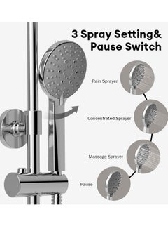 Jomoo Rainfall Shower Head Kit, High-Pressure Shower Mixer System with Multi-function Top Shower and Hand Shower Set, Chrome  - Image 4