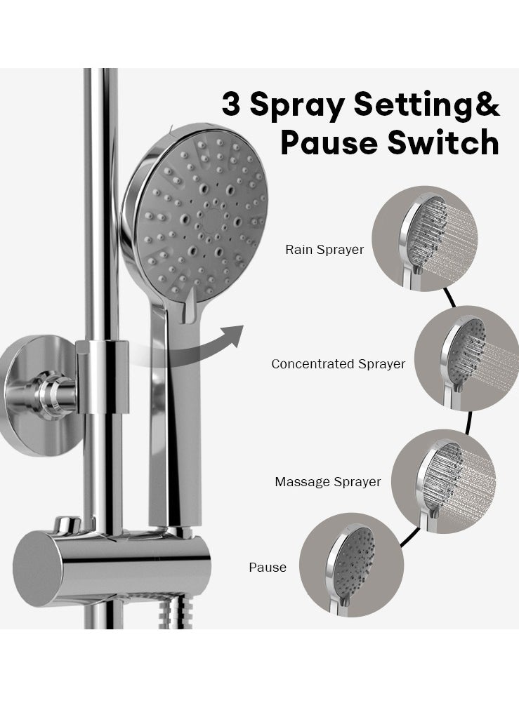 Jomoo - Rainfall Shower Head Kit, High-Pressure Shower Mixer System with Multi-function Top Shower and Hand Shower Set, Chrome - Image 1