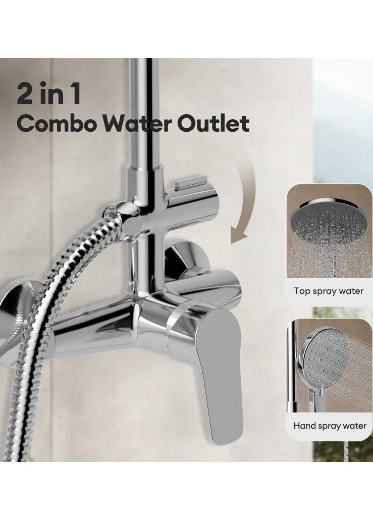 Jomoo - Rainfall Shower Head Kit, High-Pressure Shower Mixer System with Multi-function Top Shower and Hand Shower Set, Chrome - Image 1