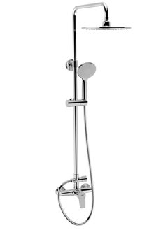 Rainfall Shower Head Kit, High-Pressure Shower Mixer System with Multi-function Top Shower and Hand Shower Set, Chrome